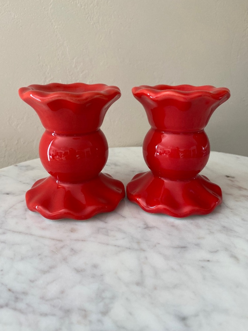** NEW ** Bundle of 2 My Texas House Red 3.25" taper candle holders July 2026